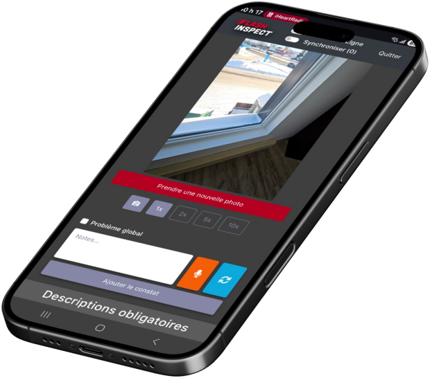 Application FlashInspect sur mobile.