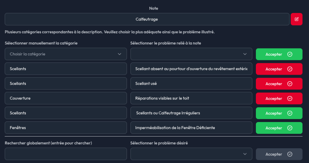 Reconnaissance des constats